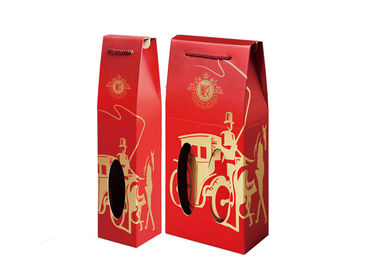Coloful Wine Gift Box Packaging / Two Window Custom Wine Bottle Boxes