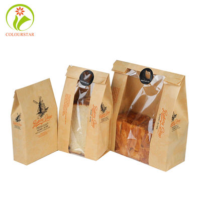 Oil Proof ISO9001 100gsm Kraft Paper Food Bags UV Varnishing
